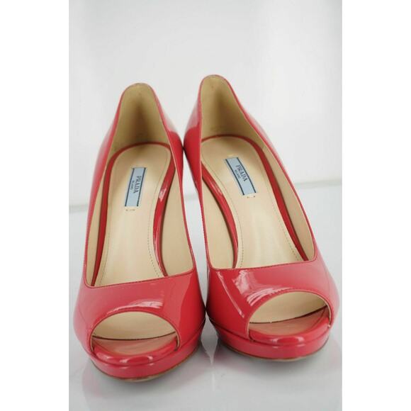 Prada Peep Toe Pink Patent Platform Pumps NIB - Picture 6 of 12